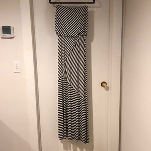 Black and a White Strapless Maxi Dress